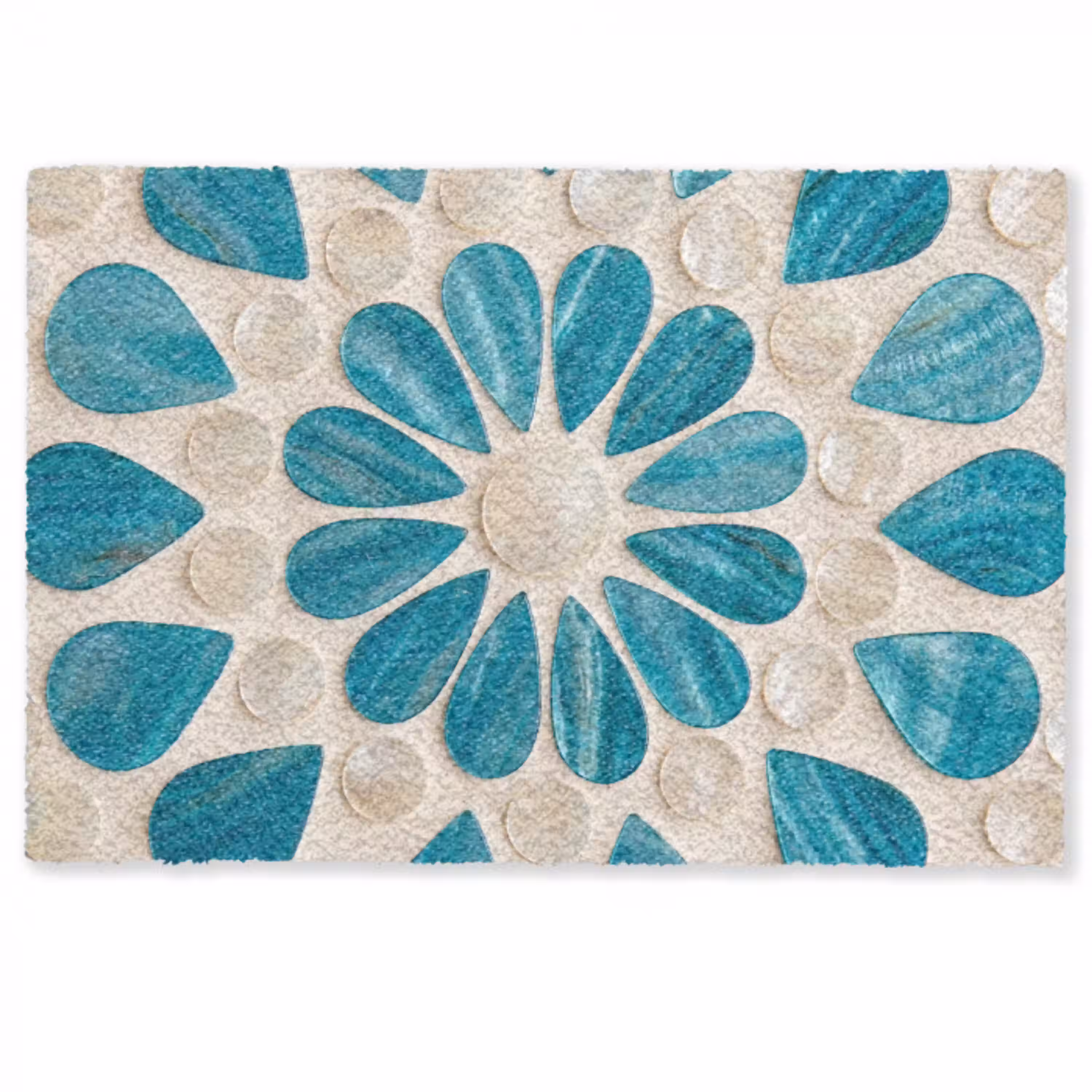 Patroon - Mozaïek - Schelpen - Abstract - Turquoise Deurmat klein -zkaufland3d
