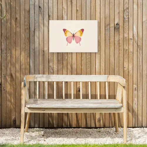 Vlinder - Illustratie - Roze Tuinposter op houten frame 2 cm dik klein -sfeer4