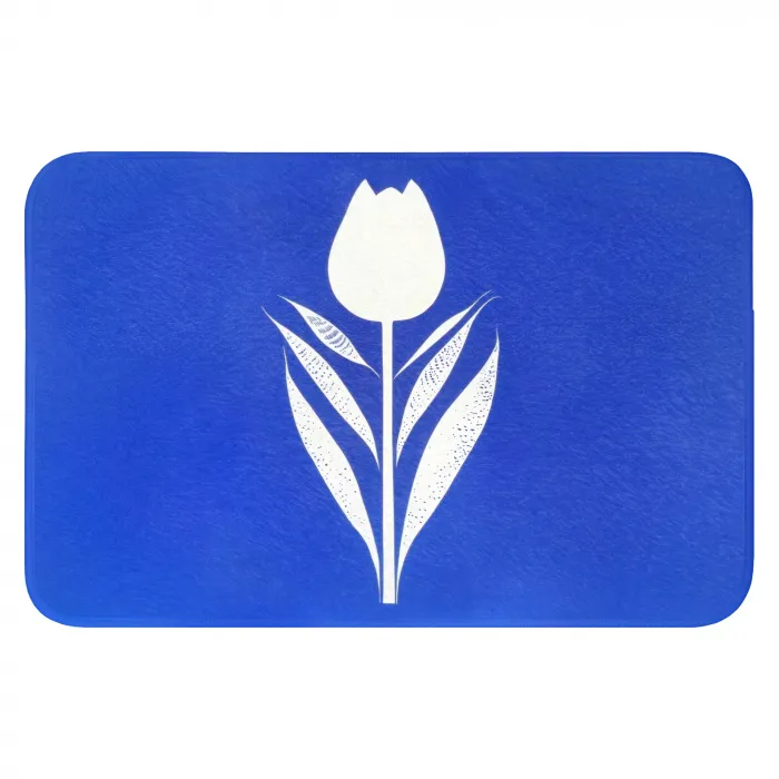 Tulp - Minimalistisch - Bladeren - Wit Badmat klein -3d
