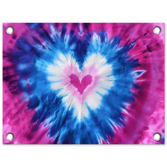 Hartvormig - Tie dye - Paars tuinposter los doek klein -3d
