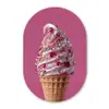 Softijs - Edelstenen - Roze - Hoorntje Wandcirkel Ovaal Glas middel -3d
