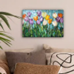 Mozaïek - Veld - Tulpen - Kleurrijk canvas 2cm klein -sfeer1