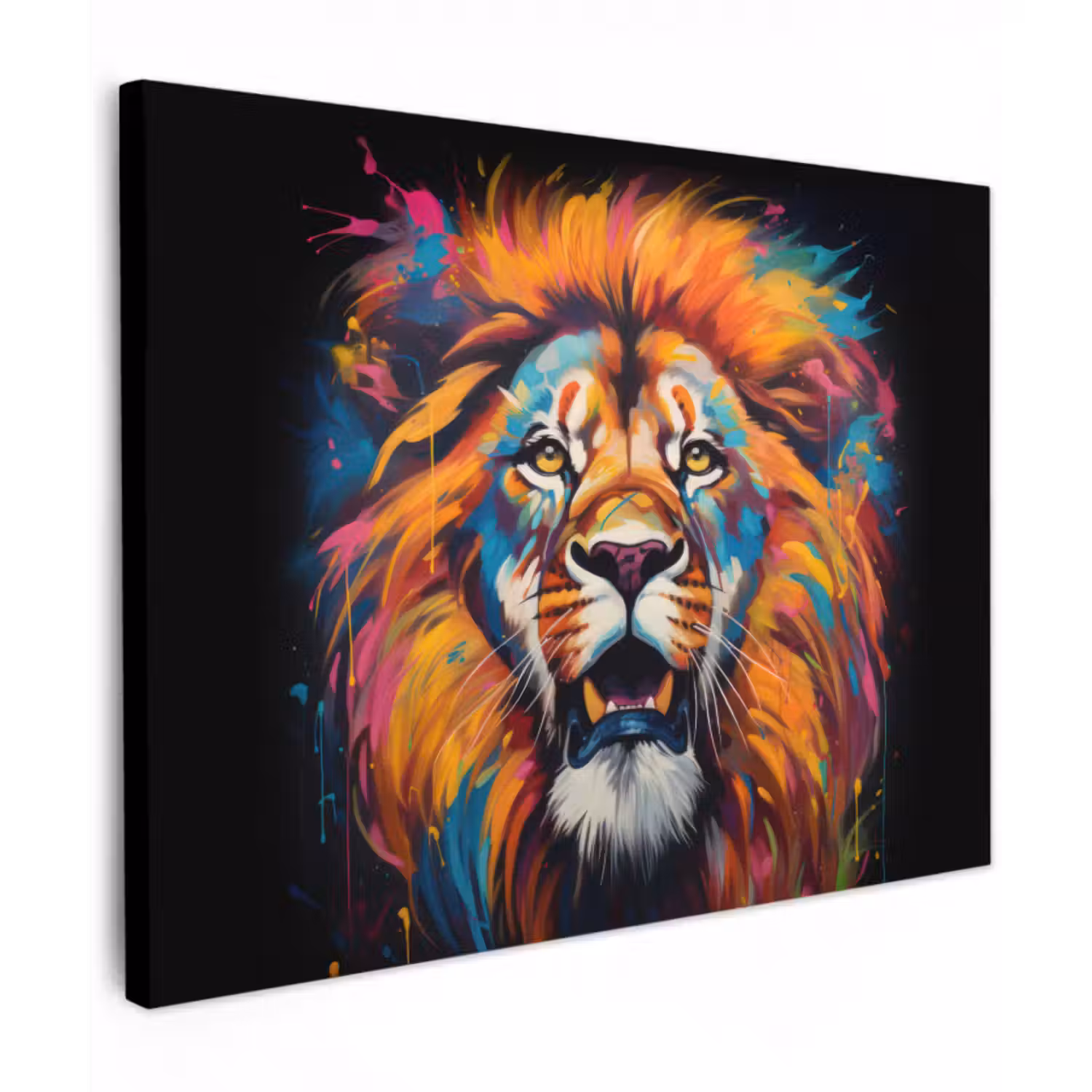 Leinwandbild - Löwe - Graffiti - Tiere - Schwarz
