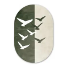 Japandi - Vogel - Groen Wandcirkel Ovaal Forex klein -3d