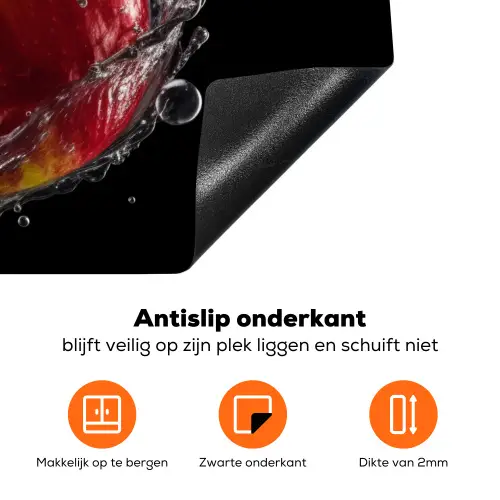 Appel - Rood - Water - Zwart - Fruit Inductie beschermer vinyl 3mm klein -zzzzzzz-td-onderkant