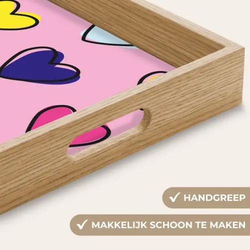 Hartjes - Valentijn - Patroon - Kleurrijk Dienblad Rechthoek middel -USP_HandgreepNL