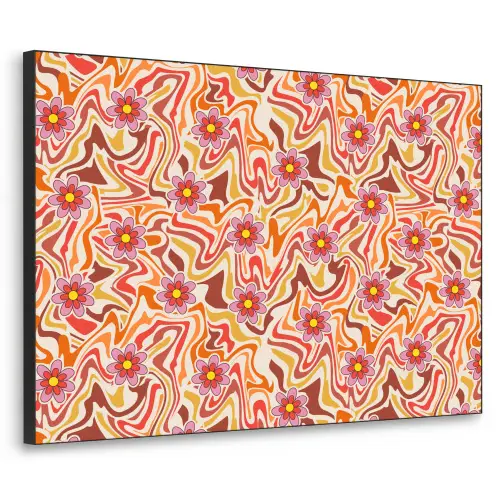 Retro - Bloemen - Patroon Textielframe zwart klein 947 -3d
