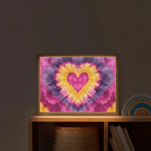 Tie dye - Hartvorm - Vlammen - Oranje Light Box met batterij (Wandlamp kind) middel -sfeer1_kind