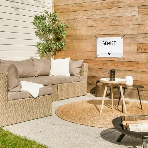 Quotes - Geniet - Spreuken tuinposter los doek klein -sfeer4