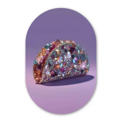 Edelstenen - Glitters - Paars - Kleurrijk Wandcirkel Ovaal Glas middel -3d