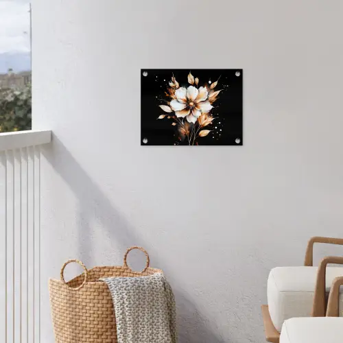 Bloem - Verf - Goud - Graffiti - Modern tuinposter los doek klein -sfeer8
