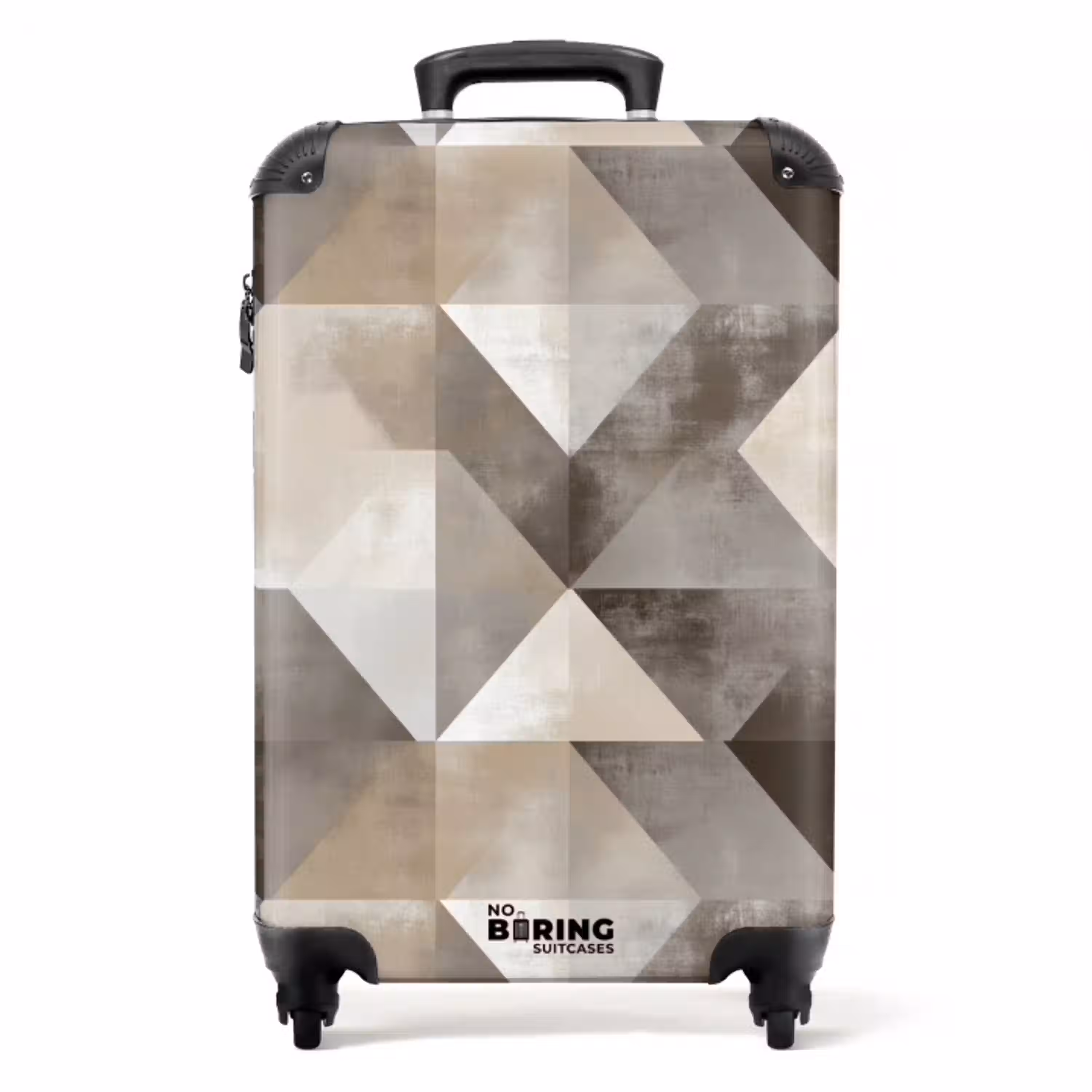 Geometrisch - Motief - Aardetinten NBS - Handbagage koffer - Volwassenen Unisex middel -productfoto_recht