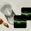 Gaming - Elektriciteit - Lijn - Vonken - Groen onderzetter kurk middel -sfeer4