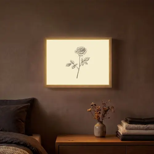 Illustratie - Zwart - Roos Light Box met batterij (Wandlamp) middel -sfeer4