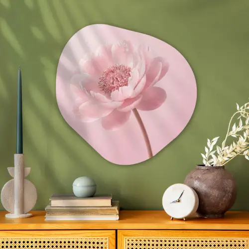 Bloem - Pioenroos - Roze Wandcirkel Organisch Aluminium middel -sfeer2
