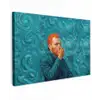 Portret - Klassiek - Blauw Tuinposter op houten frame 2 cm dik klein -3d