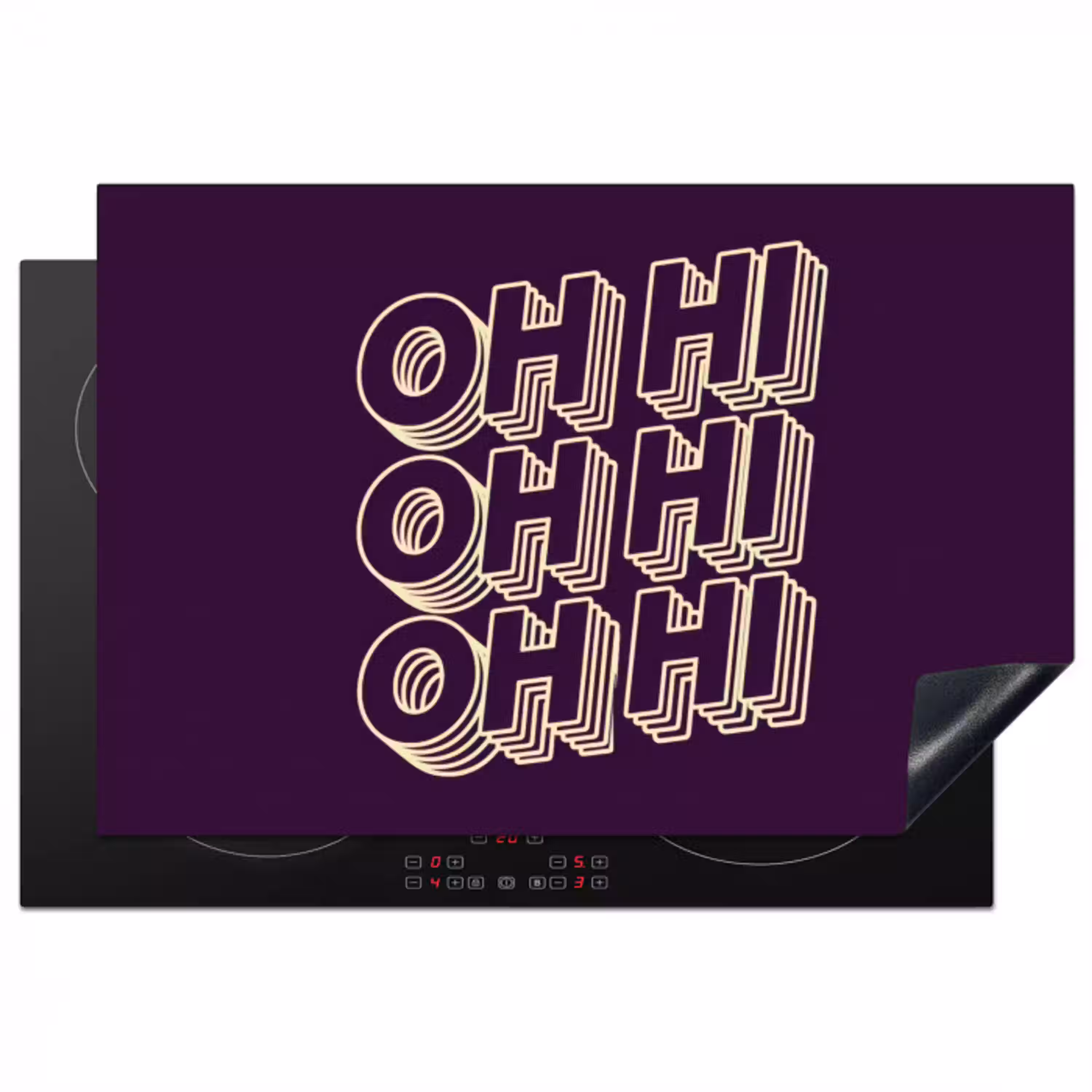 Oh hi - Paars - 3D Inductie beschermer vinyl 3mm klein -3d