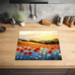 Klaproos - Bloemenveld - Kleurrijk Inductie beschermer vinyl 3mm middel -sfeer5