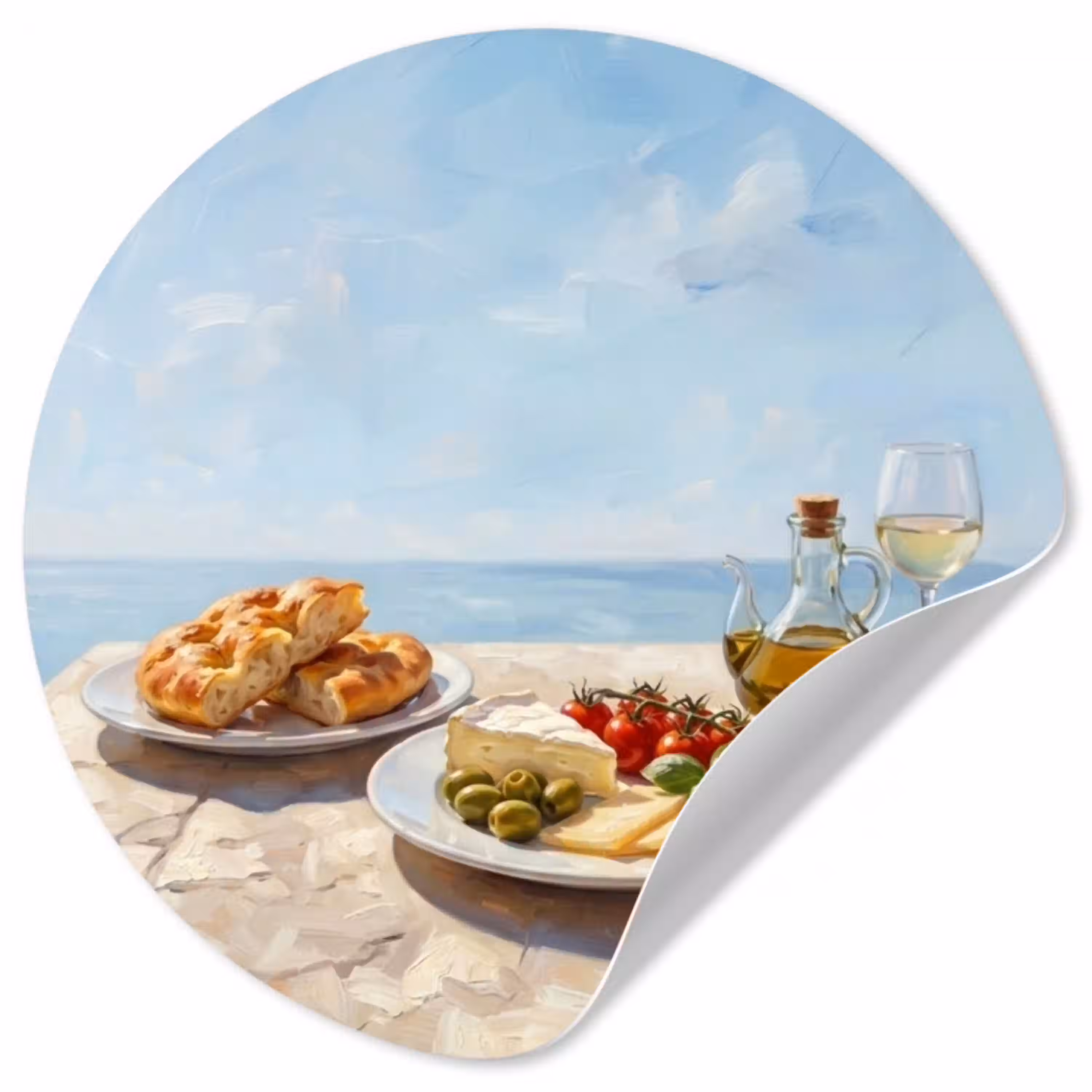 Eten - Middellandse Zee - Natuur - Geschilderd Wandcirkel behangsticker klein -3d