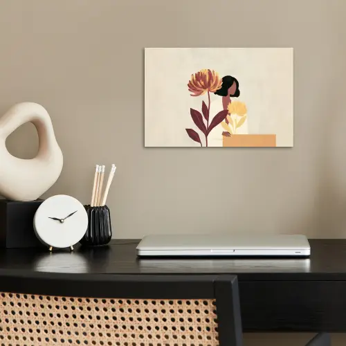 Vrouw - Minimalistisch - Bloem poster papier klein -sfeer1
