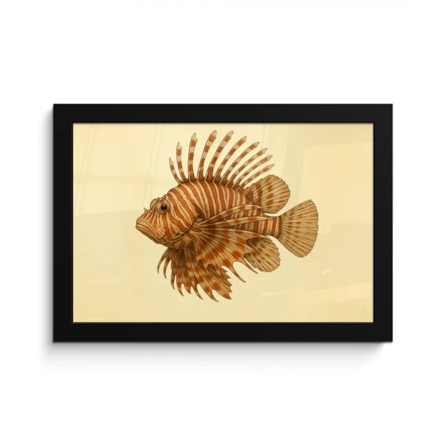 Strepen - Vis - Rond - Stekels fotolijst zwart zonder passe partout klein -3d