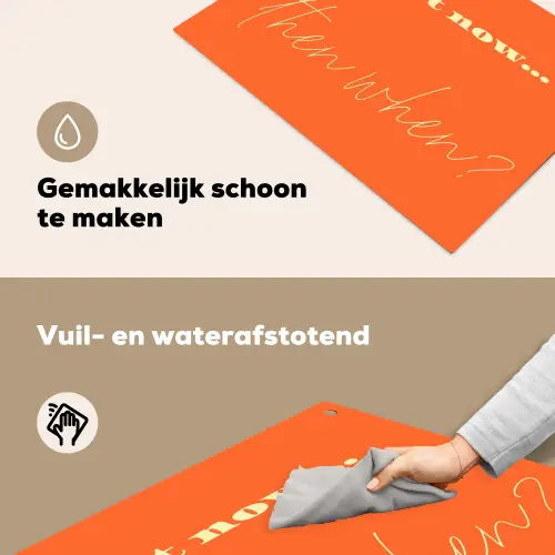 If not now then when - Oranje - Geel - Levendig Inductie beschemer met haakjes klein -ky-schoon-nl