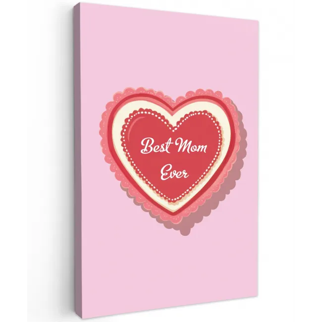 Tekst - Hartje - Moeder - Roze Tuinposter op houten frame 2 cm dik middel -3d