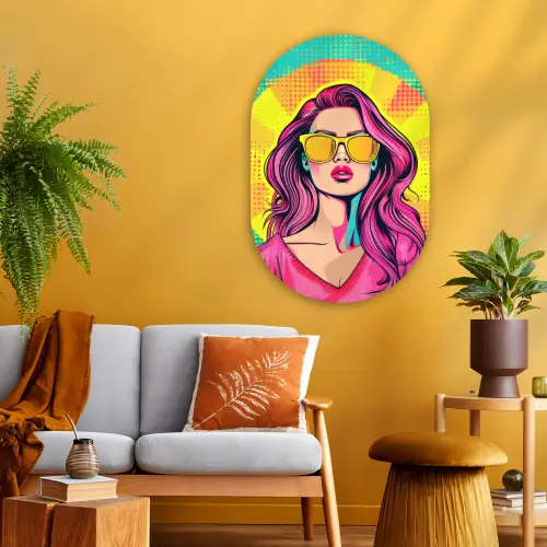 Zonnebril - Vrouw - Zonnig - Geel Wandcirkel Ovaal Glas middel -sfeer4