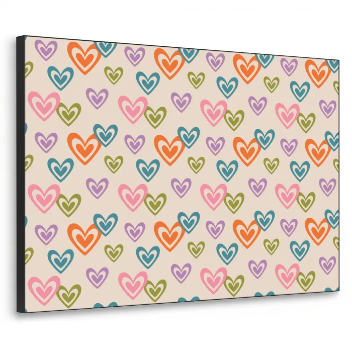 Kleurrijk - Hartjes - Patroon - Beige Textielframe zwart klein 947 -3d