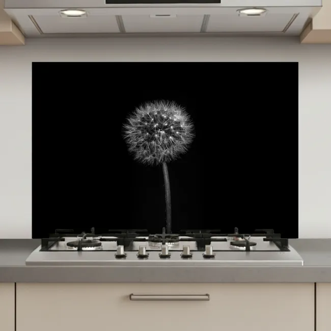 Paardenbloem - Zwart - Bloemen - Botanisch keuken achterwand spatscherm klein -3d_website