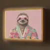 Luiaard - Bloemenprint - Bril - Roze Light Box met batterij (Wandlamp) middel -z3d_website