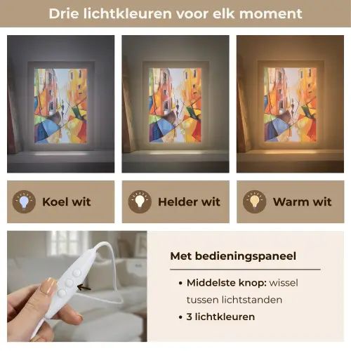 Abstract - Kunst - Schilderij - Kleuren Light Box met kabel (Tafellamp) klein -USP_lichtkleurNL