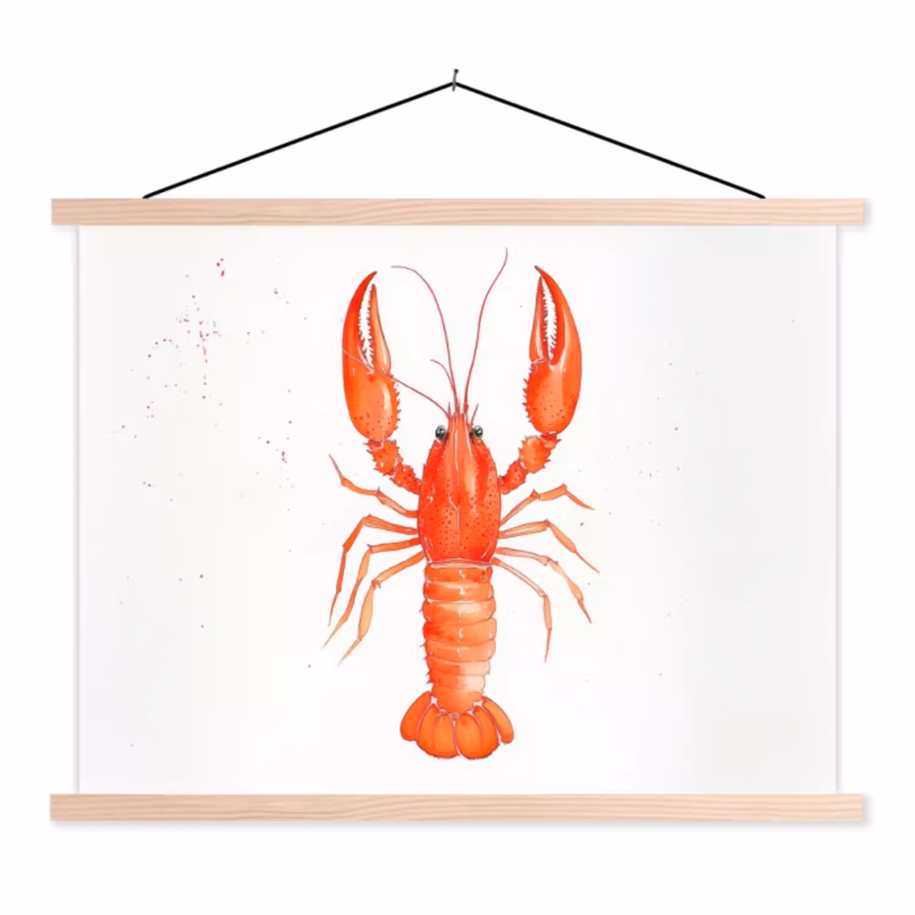 Kreeft - Waterverf - Aquarel - Oranje textielposter latten blank klein -3d