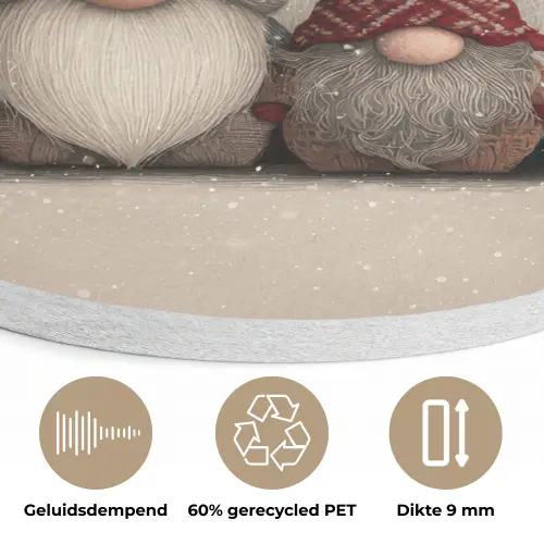 Kabouters - Kerst - Sneeuw - Puntmutsen Akoestische PET Vilt - Rond klein -closeup_NL