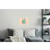 Dino - Boba - kawaii - Oranje Muursticker klein -slaapkamer