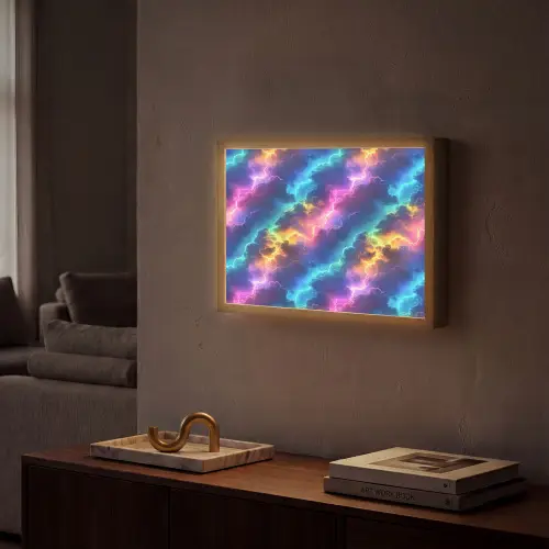 Storm - Bliksem - Regenboog Light Box met batterij (Wandlamp) middel 907 -sfeer1