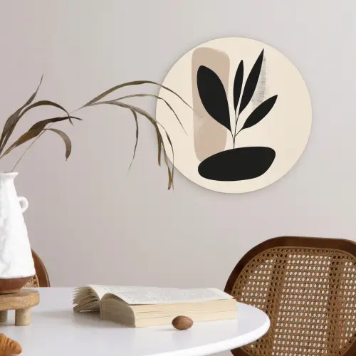 Plant - Beige - Japandi Wandcirkel plexiglas klein -sfeer4