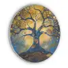 Boom - Levensboom - Blauw - Goud Akoestische PET Vilt - Rond klein -3d
