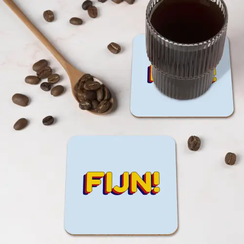 Fijn - Geel - Oranje onderzetter kurk middel -sfeer2