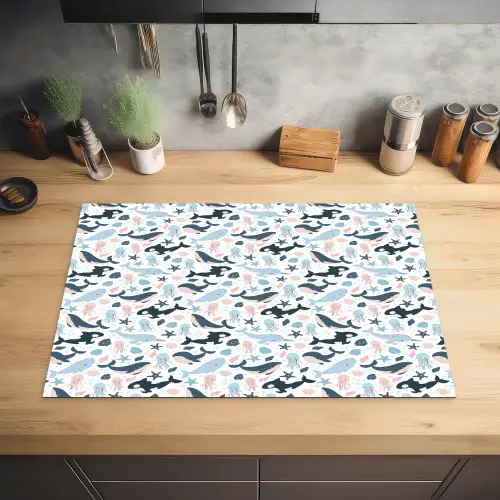 Klein - Oceaan - Walvissen - Octopus Inductie beschermer vinyl 3mm klein 276 -sfeer5