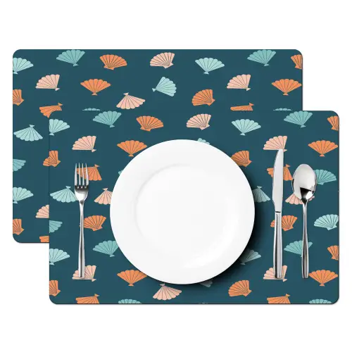 Zee - Dieren - Donkerblauw - Schelpen Placemat vinyl groot 368 -zzsfeer2_Kitchenyeah-website