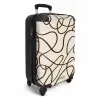 Bruine lijnen op beige achtergrond NBS - Handbagage koffer - Volwassenen Unisex middel -productfoto_3d