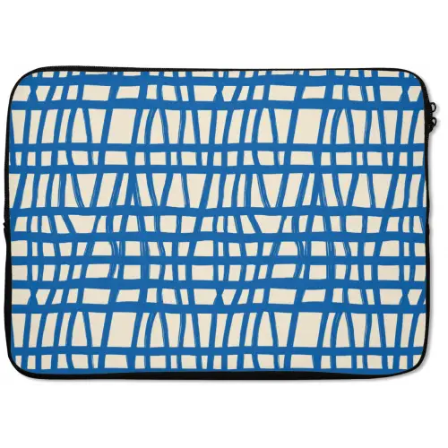 Ruitpatroon - Blauw - Crème laptophoes neopreen klein 279 -zkaufland3dotto