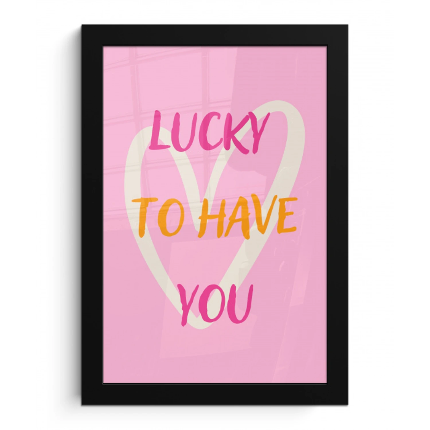 Lucky - Love - Valentijn - Roze fotolijst zwart zonder passe partout klein -3d