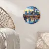 Zonsondergang Frankfurt - Stad - Skyline - Water Wandcirkel kunststof plaat 5mm dik klein -sfeer5