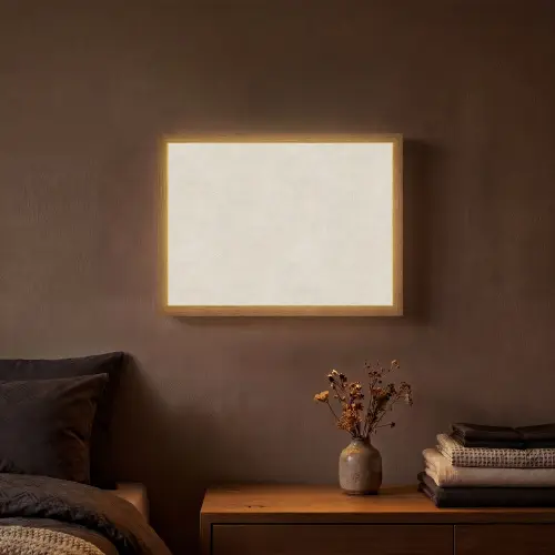 Zandkleurig - Modern - Egaal Light Box met batterij (Wandlamp) middel 907 -sfeer4