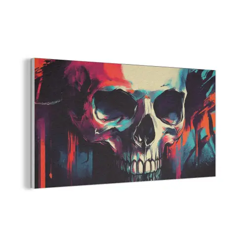 Schedel - Abstract - Rood - Blauw - Graffiti PET vilt middel -3d