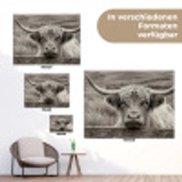 Schotse hooglander - Zwart - Wit - Hout tuinposter los doek klein -Xsfeer9_DE