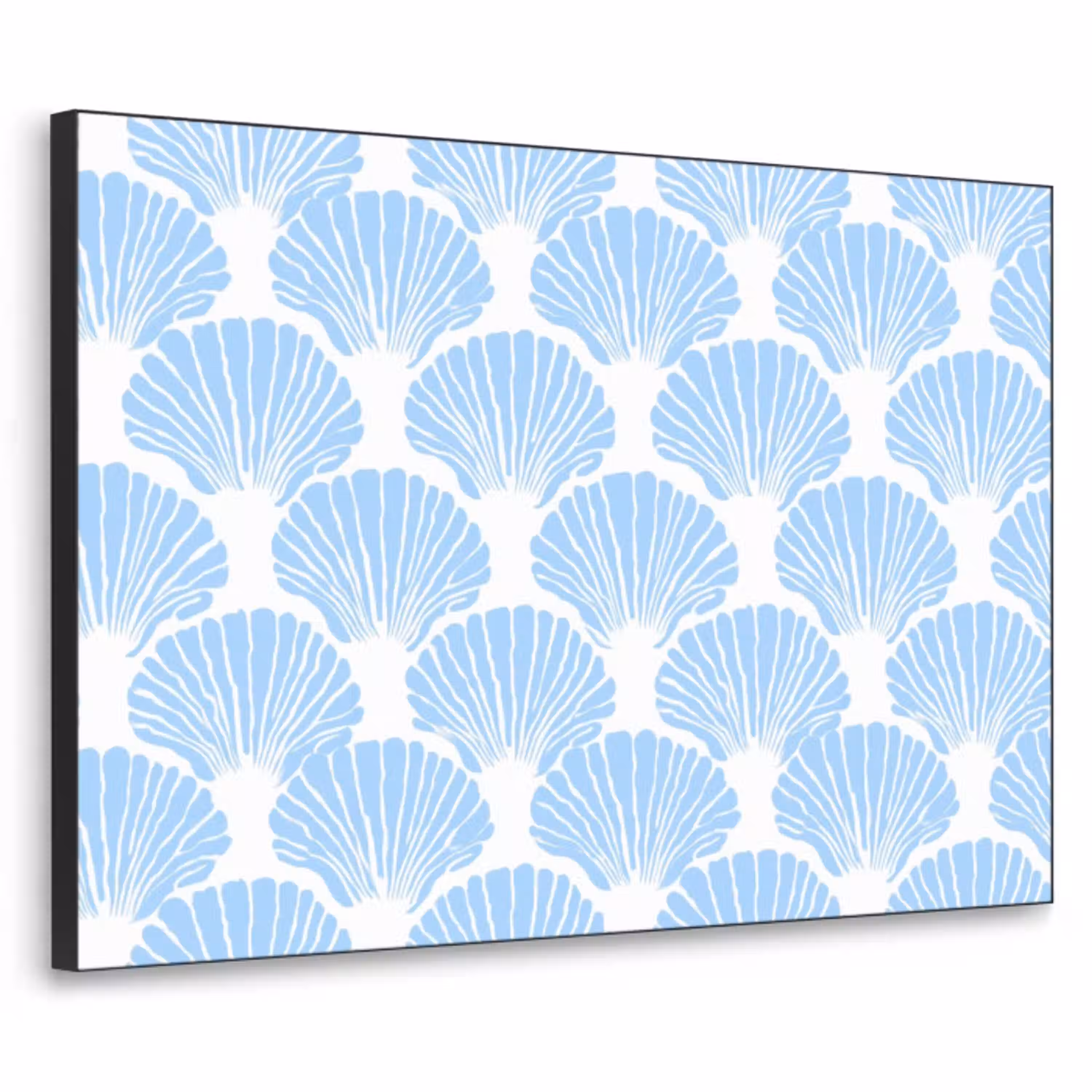Blauw - Wit - Schelpen - Grafisch - Structuur Textielframe zwart klein 947 -3d