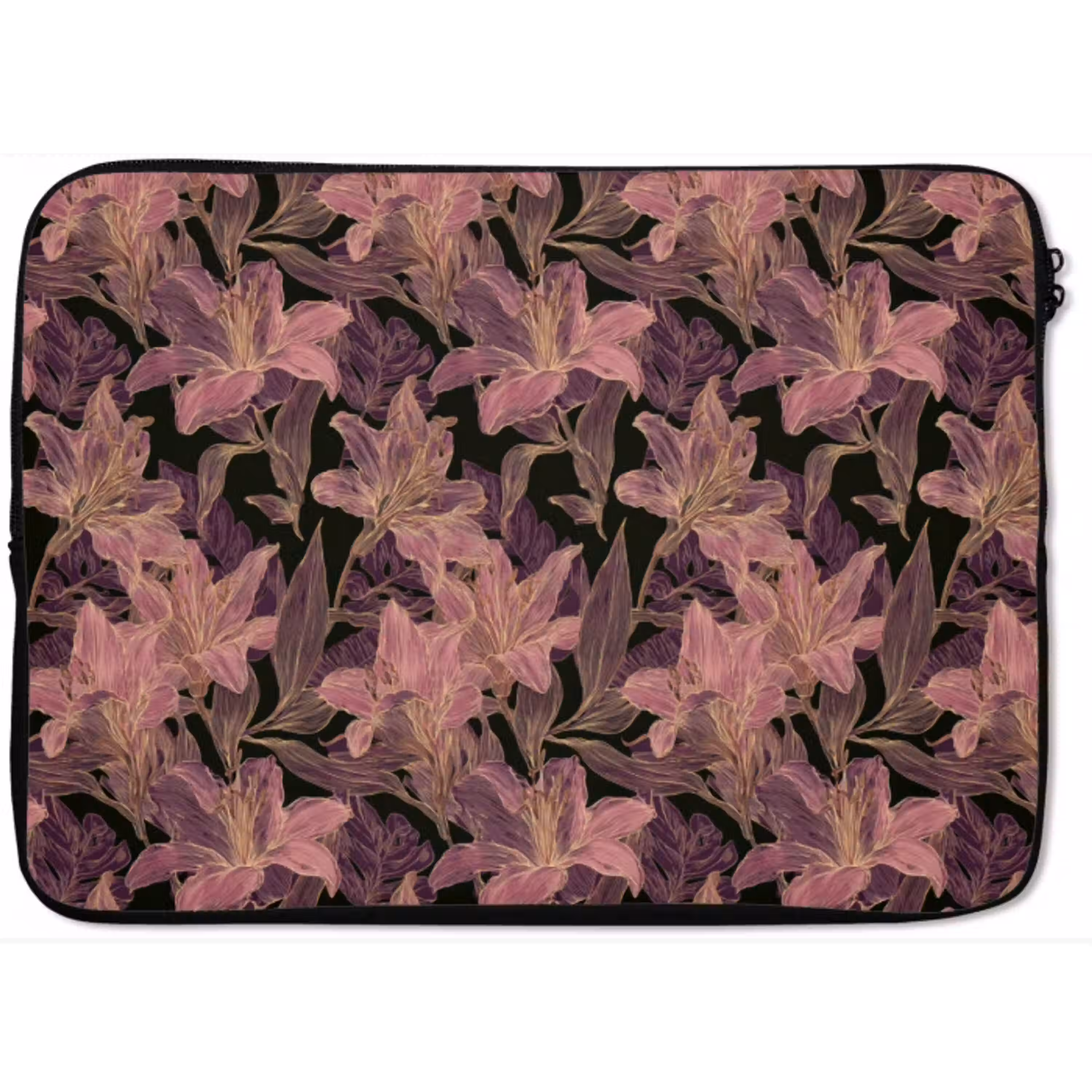 Lelies - Patroon - Paars - Goud laptophoes neopreen klein 279 -zkaufland3dotto